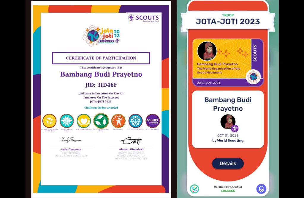 Kabar Baik, Piagam Ikut Serta JOTA-JOTI 2023 Internasional sudah Mulai Dikirimkan